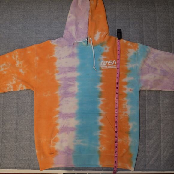 Artist Union NASA Tie Dye Hoodie Large Orange Blue Purple Space Shuttle - Picture 9 of 10